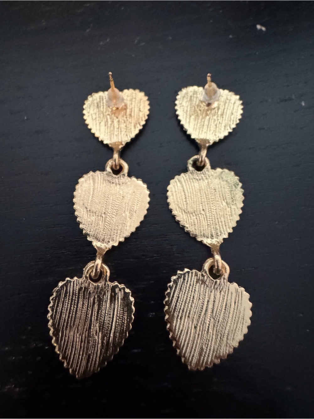 Gold-Tone Triple Red Heart Drop Earrings - Picture 6 of 9